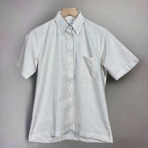 Lady Edwards Vintage Light Tan Short Sleeve Button Down Shirt Size 10